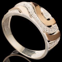 Срібне кільце 925 проби з золотом арт. 581к