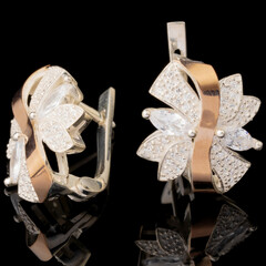 Срібні Сережки 925 проби з золотом арт. 608с