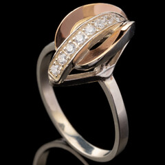 Срібне кільце 925 проби з золотом арт. 486к