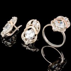 Срібний набір 925 проби з золотом арт. 671г